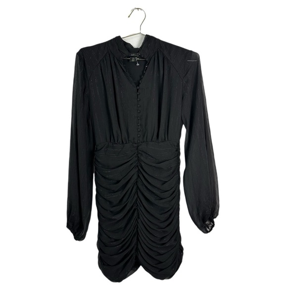 House of Harlow 1960 Long Sleeve Ruched Mini Black Dress Size 6 MSRP $198 - Picture 2 of 5